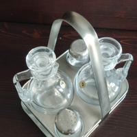 Oliera/Acetiera in acciaio e cristallo 