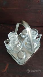 Oliera/Acetiera in acciaio e cristallo 