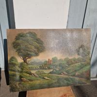 Dipinto olio su tela nel bosco