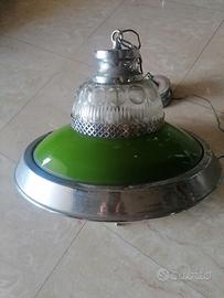 Lampadario da sospensione vetro verde e metallo