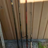 Lotto pesca 4 canne + 1 mulinello Shimano VINTAGE