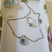 Parure argento pietra azzurra con punti luce.