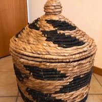 Cesto etnico biancheria coperchio
