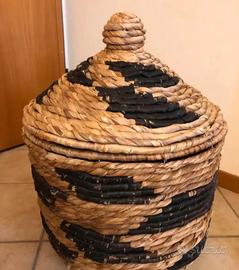 Cesto etnico biancheria coperchio