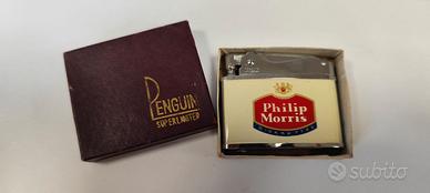 Accendino vintage Penguin con brand Philip Morris