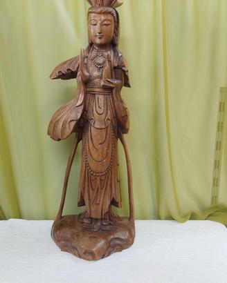 statua dea cinese in legno