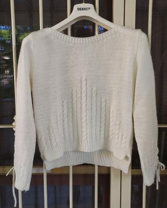 Maglione lana bianco donna