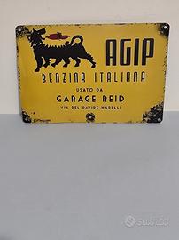 Targa in metallo Agip 20x30cm Ammaccata 