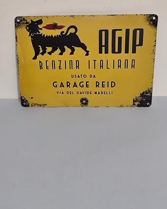Targa in metallo Agip 20x30cm Ammaccata 