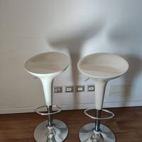 Coppia Sgabello Bar Regolabile Bianco