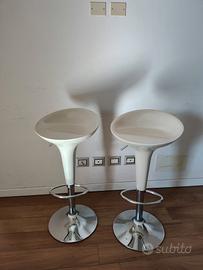 Coppia Sgabello Bar Regolabile Bianco
