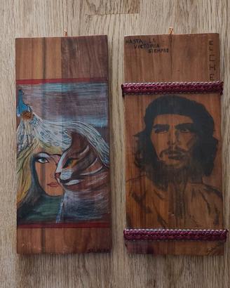 coppia quadretti realizzati a mano vintage 1970