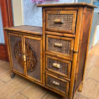 Credenza vintage in vimini e bambù