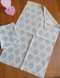 Set2 strofinacci in cotone bianco e grigio. Tess.