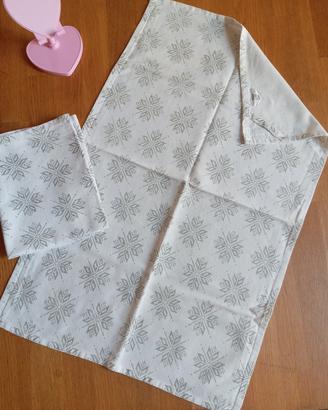 Set2 strofinacci in cotone bianco e grigio. Tess.