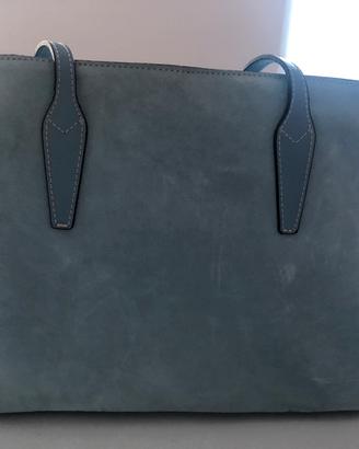 Borsa scamosciata azzurra