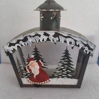 Grande Lanterna Portacandela con Babbo Natale 