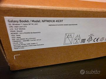 Samsung Galaxy Book6 14" 8/256GB nuovo mai usato