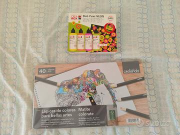 matite colorate e colori blob paint