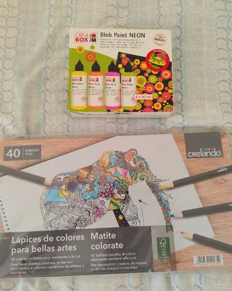 matite colorate e colori blob paint