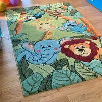 Tappeto bimbi cameretta 140*200 verde con animali