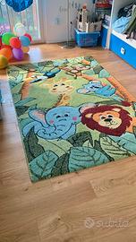 Tappeto bimbi cameretta 140*200 verde con animali