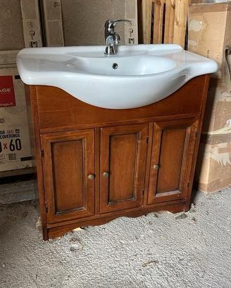Mobile Bagno in legno con Specchiera