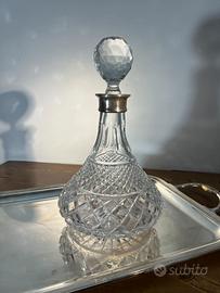 Bottiglia decanter in cristallo molato / Argento