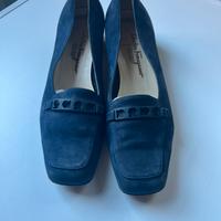 Mocassini donna Ferragamo camoscio blu