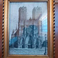 Quadro disegno inchiostro cattedrale gotica