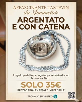 Tastevin da Sommelier Argentato con Catena (8 cm)
