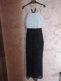 Vestito donna elegante traforato bianco e nero 