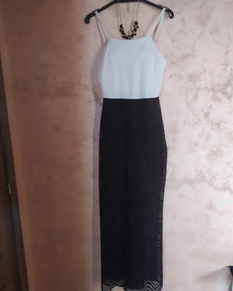 Vestito donna elegante traforato bianco e nero 