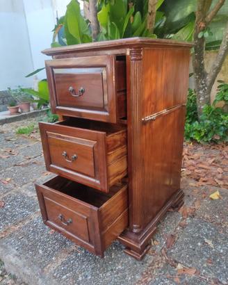 Cassettiera tre tiretti in Legno Teak tre mensole