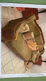 Divano bergère Luigi XV in legno intagliato con pa