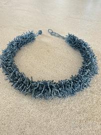 Colana artigianale con perline azzure- fatta a man