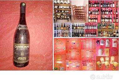 Bottiglia vino Cannonau 1991 ed altri d'annata