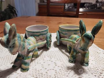 Ceramica asinelli con carretto