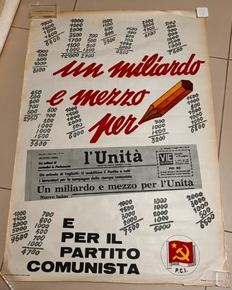 Manifesto Storico Originale PCI 1964 l'Unità