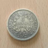 Moneta rara argento 5 franchi 1848