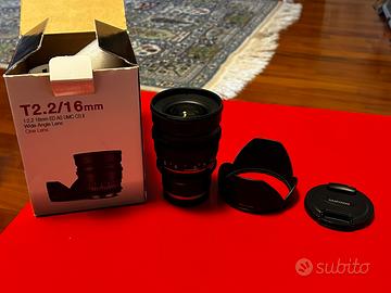 Lente aps-c e-mount samyang t2.2 16mm