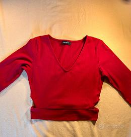 Maglioncino rosso Zara a costine