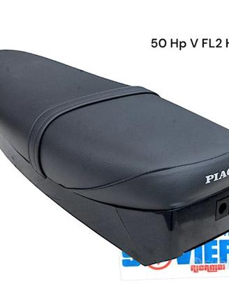 Sella nera lunga con scritta Vespa 50 Hp V FL2 HP4
