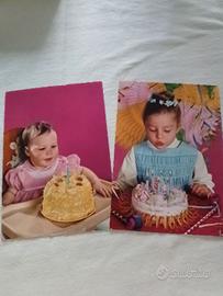 cartoline vintage bimbe con torta