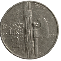 MONETA BUONO DA 2 LIRE 1923 VITTORIO EMANUELE III