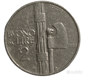MONETA BUONO DA 2 LIRE 1923 VITTORIO EMANUELE III