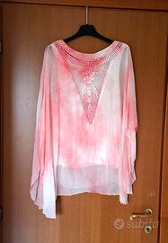 Blusa seta rosa sfumata Made in Italy