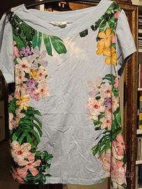 T-shirt Desigual cotone fantasia floreale Tg XL