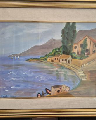 coppia di quadri in acquarello (1971) con cornice 