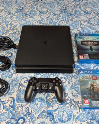 PS4 Slim Nera + 2 Giochi: God of War, Bioshock
